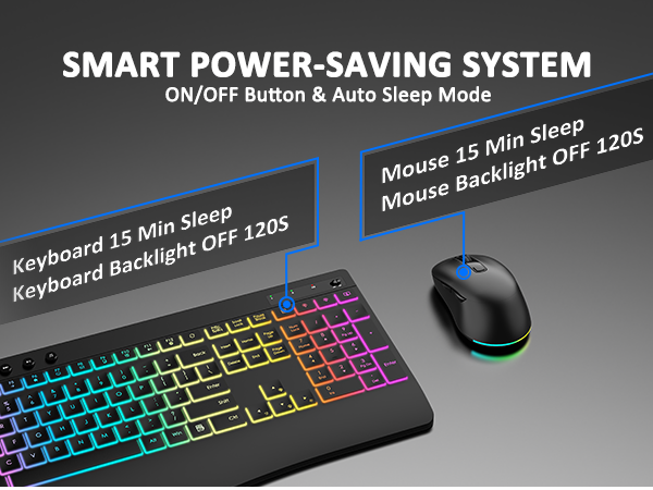 lighted keyboard and mouse wireless