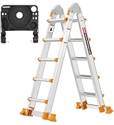 Valeo Ladder 17 FT, A Frame 5 Step Ladder Extension,with Anti-Slip Stabilizer Bar,Multi Position ...