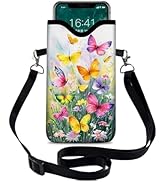 otilil Neoprene Cell Phone Sleeve Pouch Case Bag with Crossbody Strap Neck Lanyard for Women 7.1 ...
