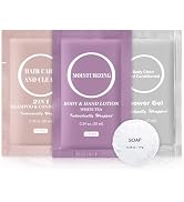 Travel Size Disposable Toiletry Set, Moisturizing &amp; Nourishing, with 0.34 oz Body Lotion, Shampoo...