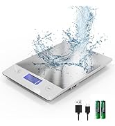 Food Scale -33lb Digital Kitchen Scale for Food Ounces Grams Rechargeable 304 Stainless Steel,Bat...