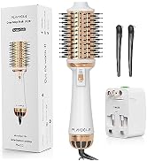 Plavogue Dual Voltage Blow Dryer Brush for European Travel,110V-240V Hot Air Brush with Volumizer...