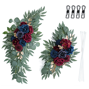 burgundy wedding arch flowers