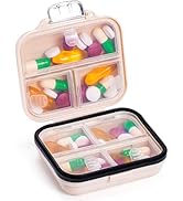 Daviky Travel Pill Organizer,Small 7-Compartment Pill Box for Vitamins &amp; Medications, Compact Med...