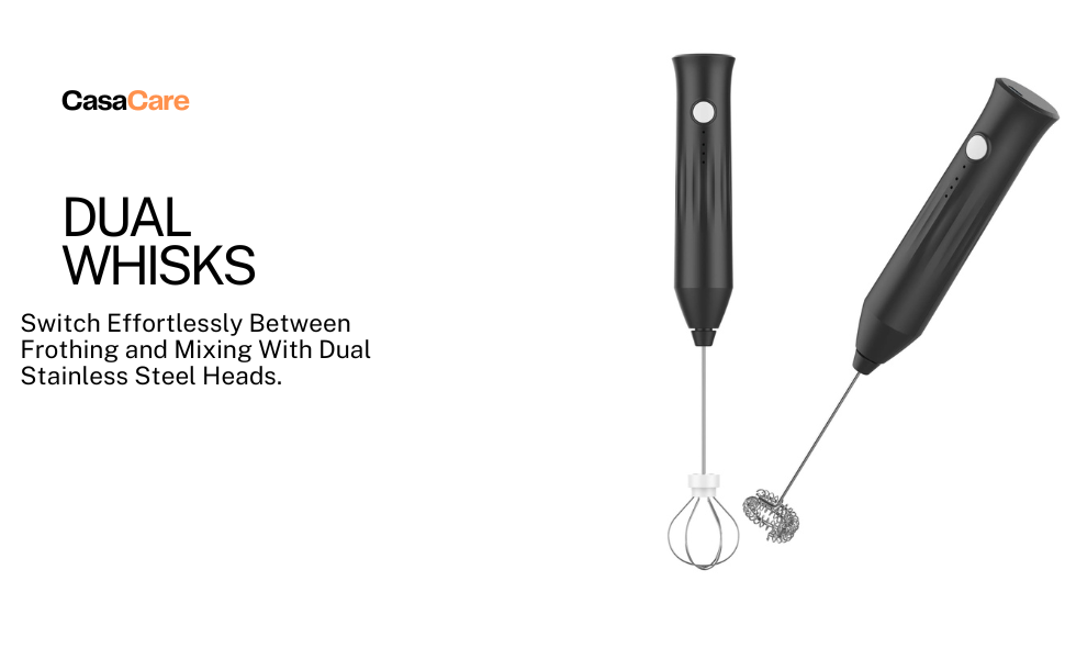 Dual whisks of a black milk frother