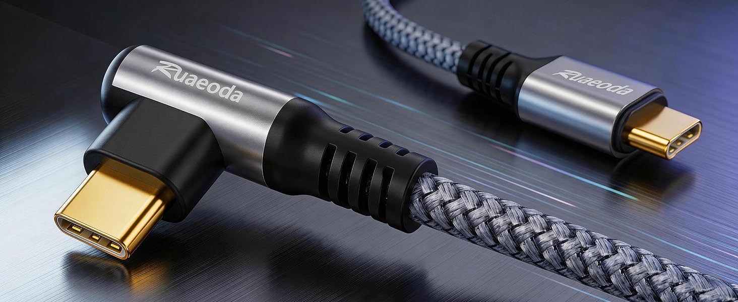 USB C to USB C Cable, gold-plated, nylon braided.