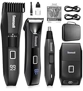 Soonsell 4 IN1 Men's Grooming Kit,Beard Trimmer for Men,Manscape Groin &amp; Body Hair Trimmer,Nose H...