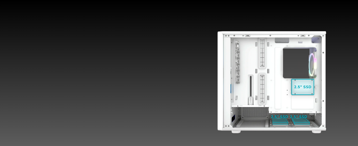 Houses up to 4x 2.5” SSD.