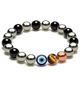 Drkao Unique Original Design Magnetic Therapy Bracelet for Men, Lucky 7 Power Healing Obsidian &amp; ...