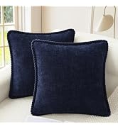 CaliTime Decorative Couch Throw Pillow Covers 18 X 18 Inches Pack of 2 Cozy Chenille Piping Edge ...