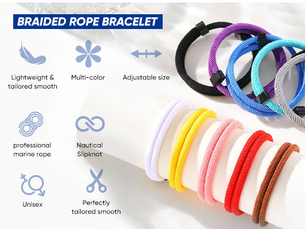 10PCS Braided Rope Cord Bracelets Set