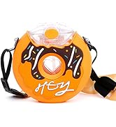 PHEENOWL Doughnut Kids Water Bottle with Straw &amp; Strap for Girls and Boys, 13oz Drinking Water Bo...