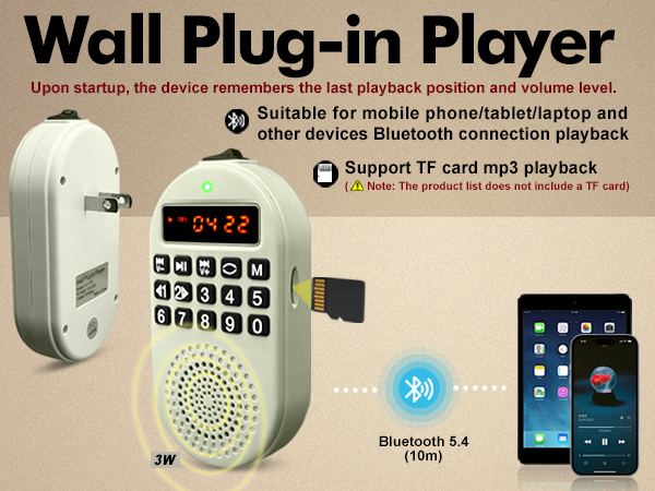 Micro SD/TF Card Slot Support MP3 Playback