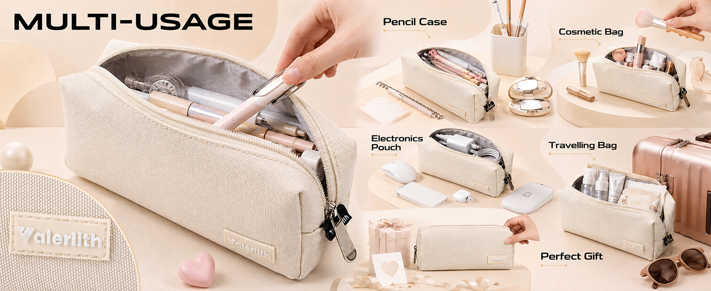 multi usage, as pencil case for school, cosmetic Bag, electronics pouch, travalling bag