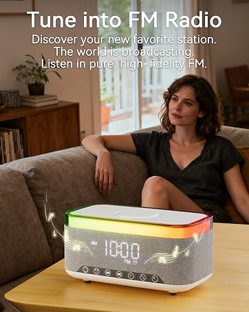 Wireless Charging Alarm Clock Speaker