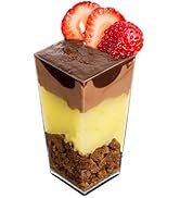 DLux 100 x 3 oz Mini Dessert Cups (no Spoons), Square Tall - Clear Plastic Parfait Appetizer Cup ...
