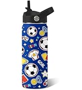 Soccer Gifts for Kids - 18 Oz Kids Water Bottle with Straw Lid, Stainless Steel Insulated Tumbler...