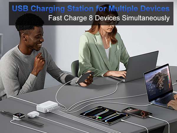 multi port usb charging station usb and usb c charging block travel charging station charging hub