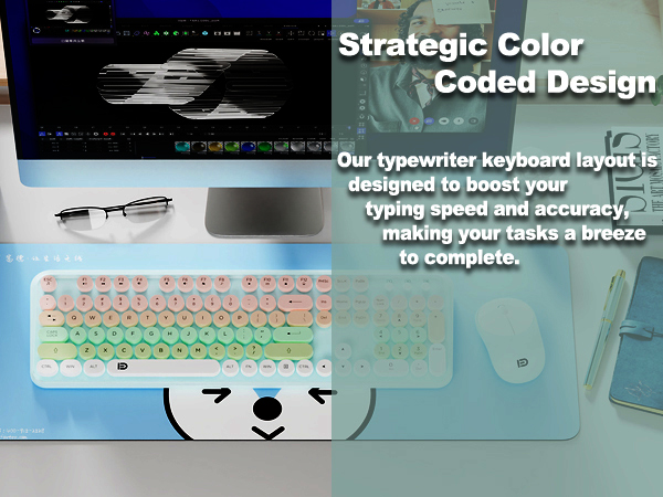 mint green pink keyboard wireless combo