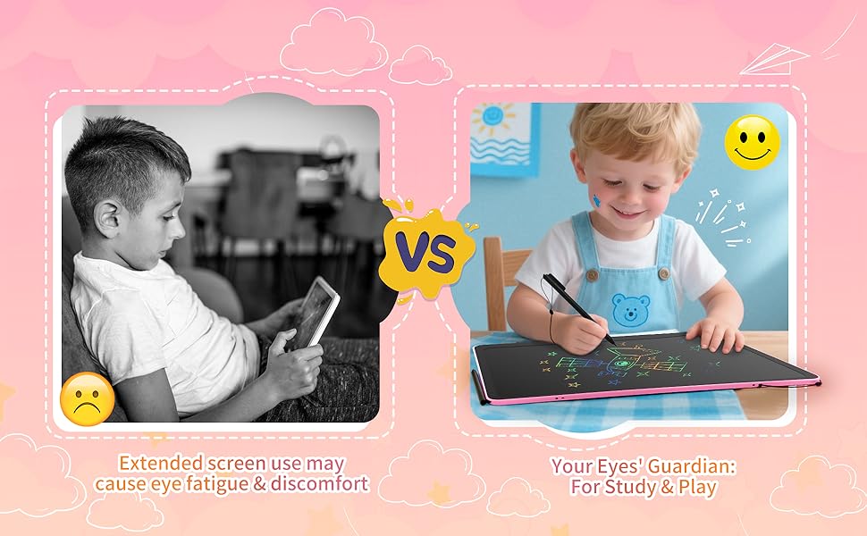 Staring at a tablet is hard on kids&amp;#39; eyes, but an LCD drawing board is much easier on them.