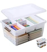 MACOPRO 17 QT Plastic Storage Box with Removable Tray Craft Organizers and Storage Clear Storage ...