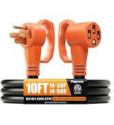 10 FT 50 Amp RV Extension Cord, Nema 14-50P to 14-50R, Flexible 4 Prong Heavy Duty RV Power Cord ...