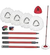 Spin Mop Replacement Head Set with Base and 30" to 58" Mop Handle, Spin Mop Kits Compatible with ...