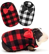 IPRAVOCI Guinea Pig Clothes - Plaid Cute Fleece Warm Pet Outfits for Rabbit Bunny Ferrets Chinchi...