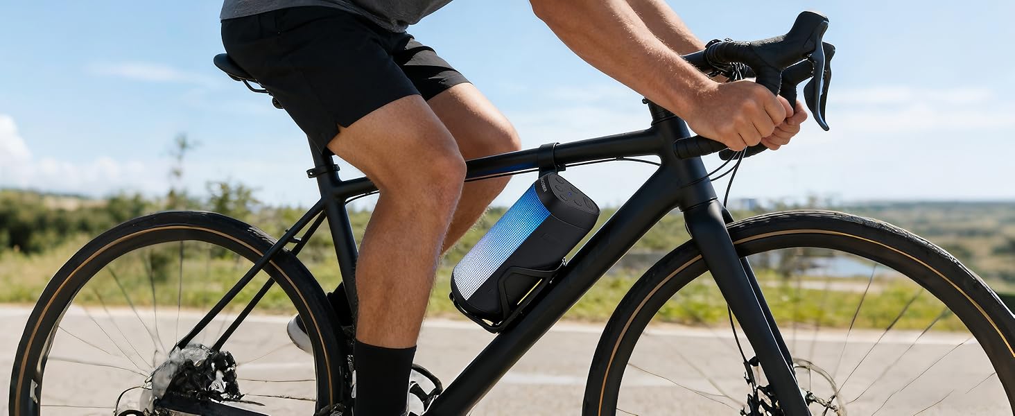 Portable speaker is lightweight and campact size use on bike.