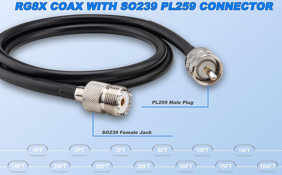 RG8X JUMPER PL-259 SO-239 COAX CABLE