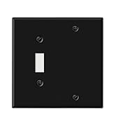 Black Metal Combination Wall Plate, Blank/Toggle Switch Cover, 2-Gang Standard Size, 4.5