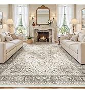 Vibrug Neutral Camel 8x10 Rug for Living Room - Large Vintage Farmhouse Eclectic Brown Medallion ...