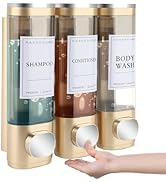 MEKOTRIN Shampoo and Conditioner Dispenser, Shower Soap Dispenser Wall Mounted 3 Chamber 300ml, R...