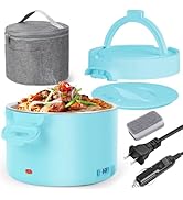 Electric Lunch Box, 1L 3-IN-1 Portable Food Heater 12V/24V/110V Heated Spill-Free Lunch Box Elect...