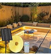 Gaoxun 32.8ft Solar LED Strip Lights Outdoor, 640 LED, Warm White Flexible Tape Light with Remote...