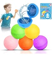 Tizikcon 6 PCS Reusable Water Balloons, Silicone Refillable Water Balloon Magnetic Self-Sealing W...