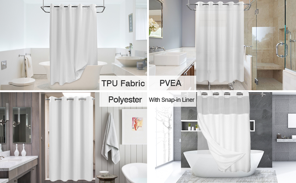 NO hooks needed shower curtain collections