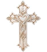 AMAJY White Cross with Elegant Heart Design - Premium Resin Inspirational Wall Art - Inspirationa...