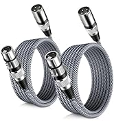 Elebase XLR Microphone Cable 2 Pack 10 Feet,XLR Male to Female Mic Cord,3-pin Balanced Shielded C...