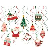 NICROHOME EUR Christmas Decorations, 30 PCS Hanging Swirls Ceiling Decorations with Santa Claus, ...