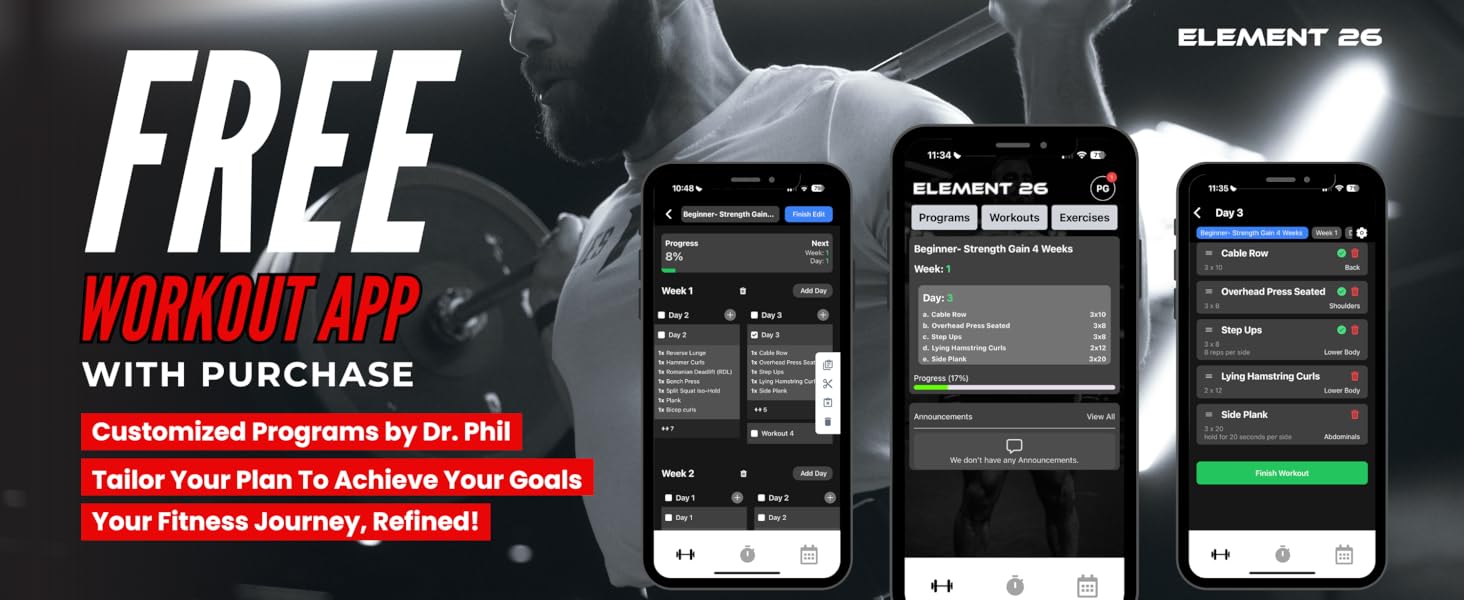element 26, best weightlifting gear, workout app, free