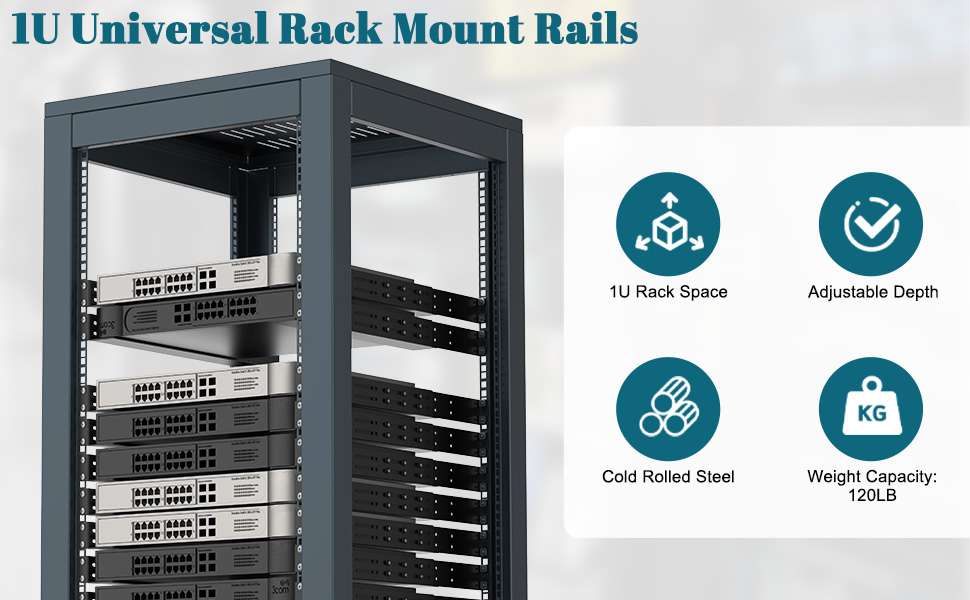 1U Universal Rack Mount Rails