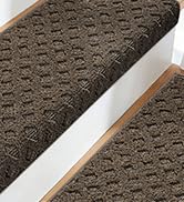 JSEI Bullnose Carpet Stair Treads, 14 Pcs Non Slip Stair Treads for Wooden Steps Indoor with TPE ...