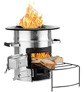 Skyflame Camping Rocket Stove, Stainless Steel Wood Burning Stove Portable Camping Gear for Outdo...