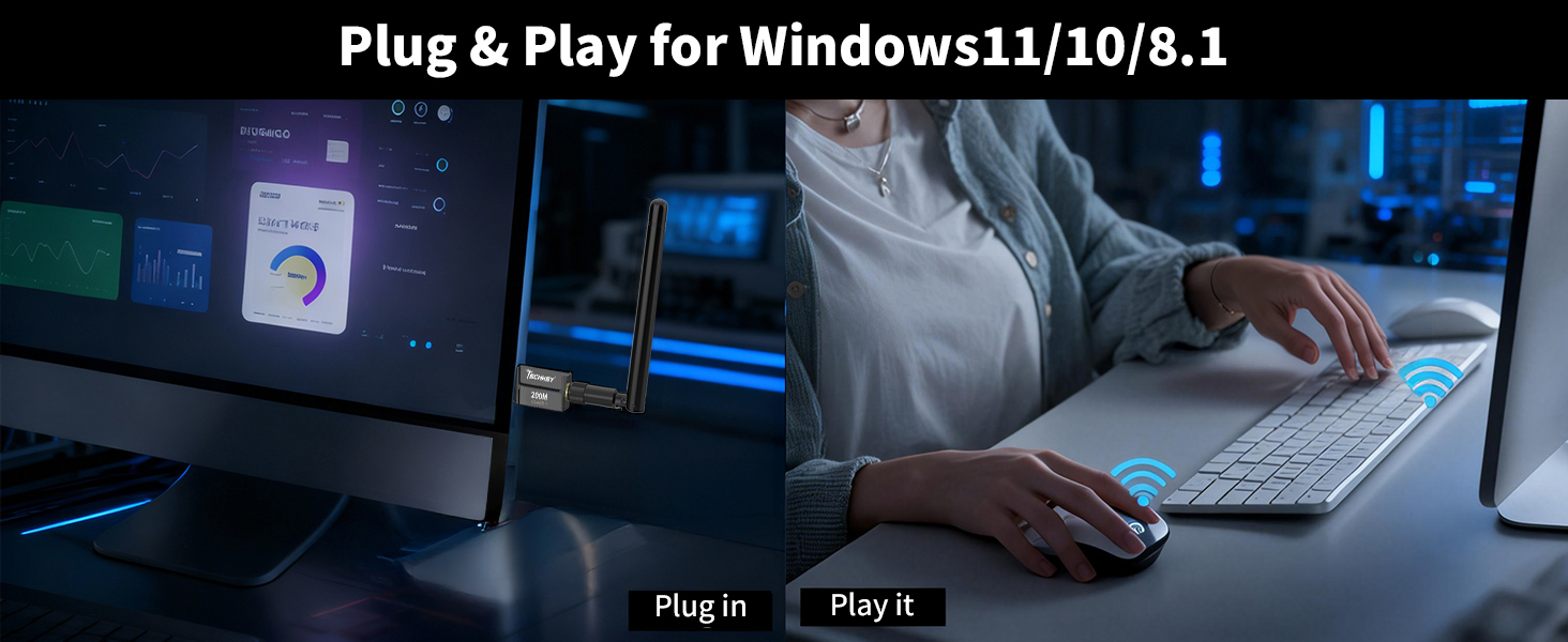 Plug&amp;amp;Play USB Bluetooth 6.0 Adapter for Desktop PC Pair BT Headphones/Speaker/Mouse/Keyboard/Printer