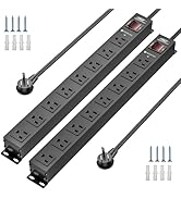 CRST 2 Pack 8 Outlet Metal Heavy Duty Power Strip with Switch, 2100J Surge Protector, Mountable W...
