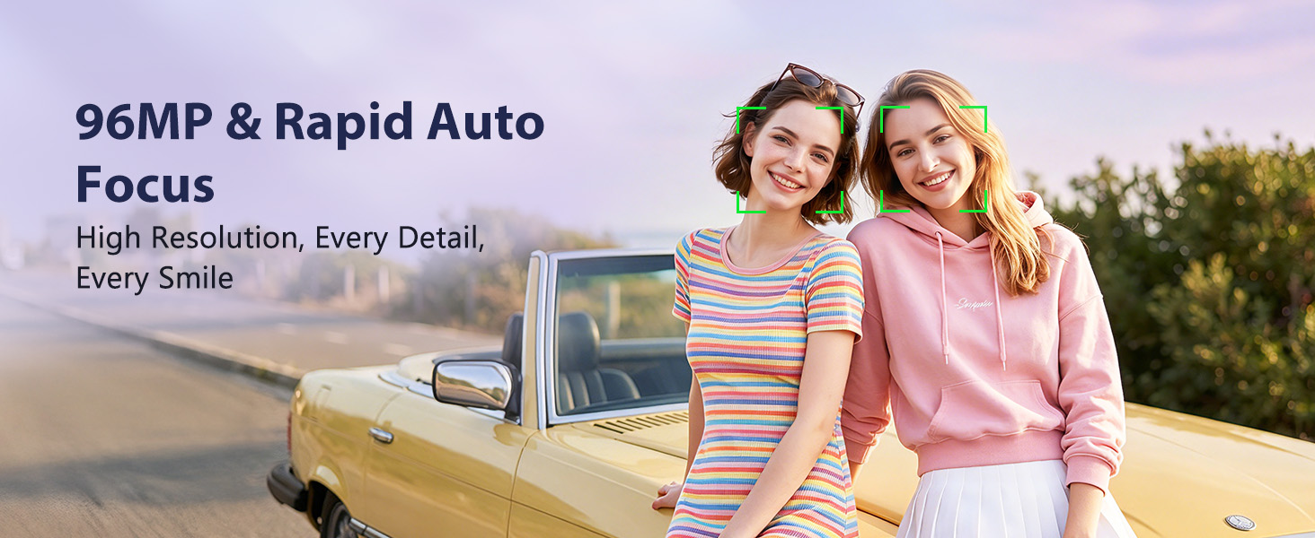 Autofocus digital camera with 96MP photo resolution for clear everyday photography