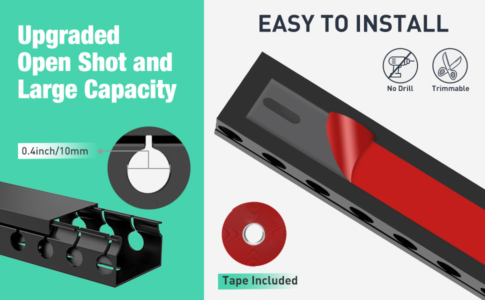 wire hider Cable Management under desk Cable Raceway Kit