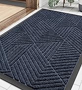 Smiry Front Door Mat Outside Entrance, Heavy Duty Natural Rubber Mat, Sturdy Trap Dirt and Moistu...