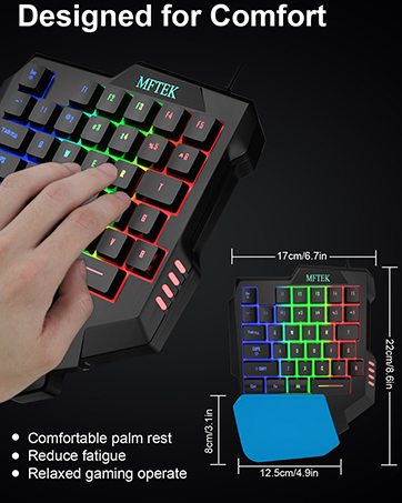 MFTEK One Hand Gaming Keyboard and Mouse Combo